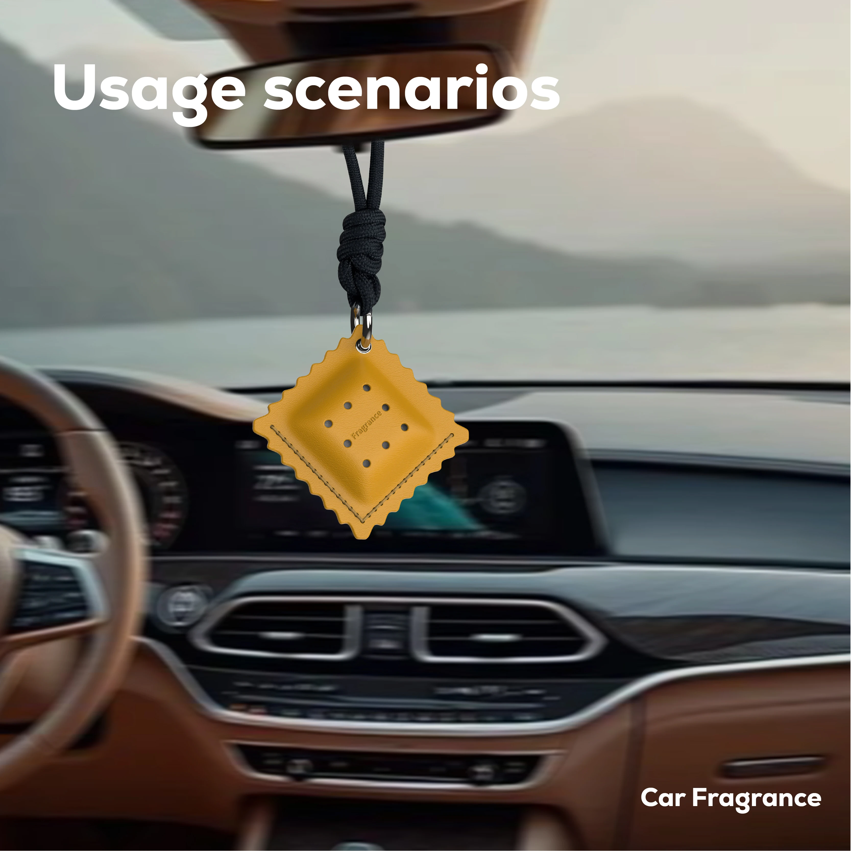 

Car Air Freshener Rearview Mirror Hanging Napa Leather Bag Diffuser Replaceable Perfume Pouch Long Lasting Auto Interior Aroma