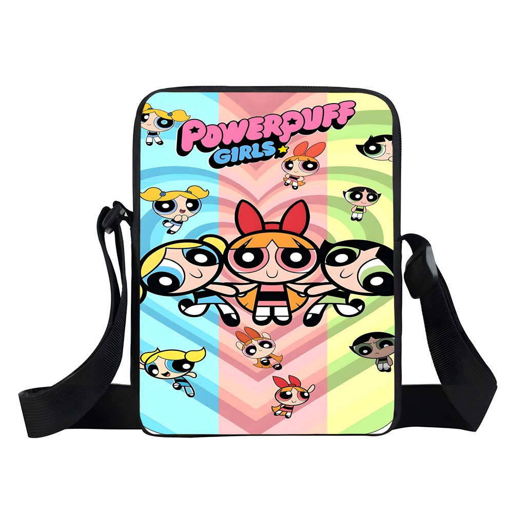 

Boy Girls Cute Anime P-Powerpuffs Printed Shoulder Messenger Bag Child Casual Handbag Men Women Phone Bag Shopping Bag