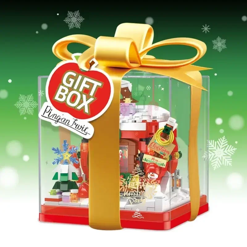 714PCS Christmas Eve Apple House Building Blocks Diy Creative Gift Box Model Assembly Bricks Desktop Decoration Kids Toys Gift