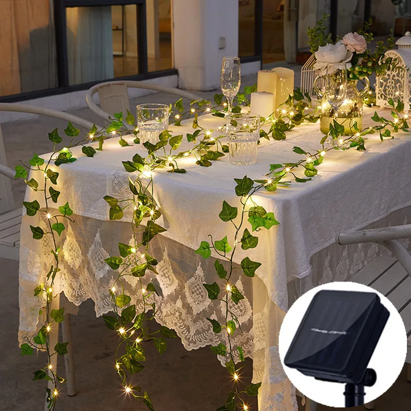 

Solar LED Artificial Leaf Flower Lights String Holiday Outdoor Garden Courtyard Wedding Home Wall Decoration Festival Lighting