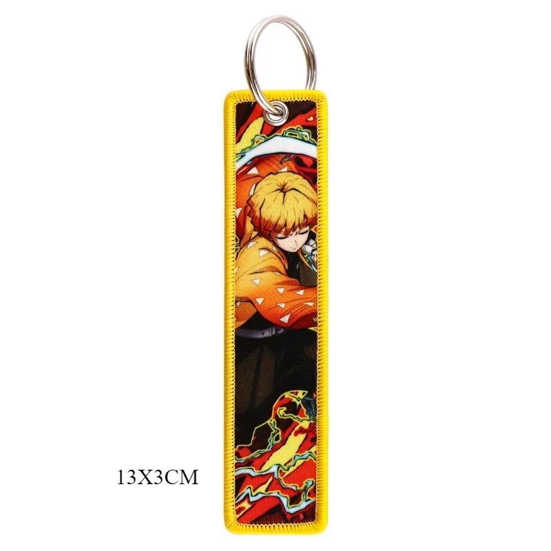 Demon Slayer Agatsuma Zenitsu Inosuke Anime Weven Sleutelhanger Fashion Cool ID Hangend Touw Opknoping Accessoires DIY Accessoires