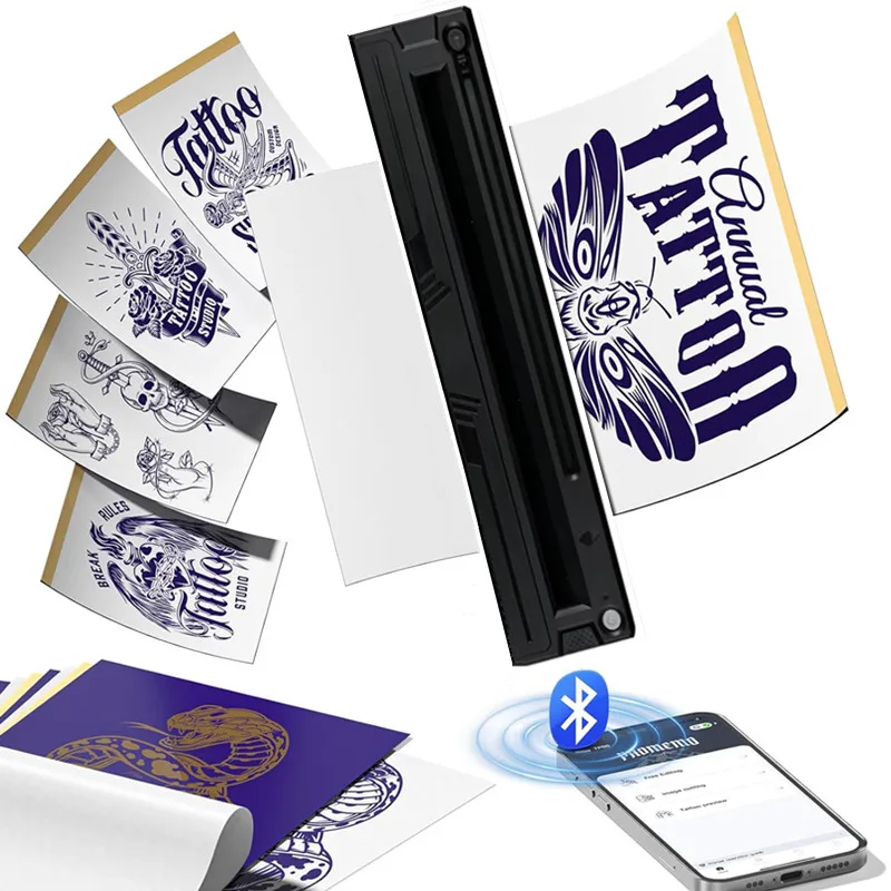 

Новый портативный принтер для татуировок, мини-термопринтер формата A4, совместимый с телефонами, планшетами и ПК, для тату-мастеров.
