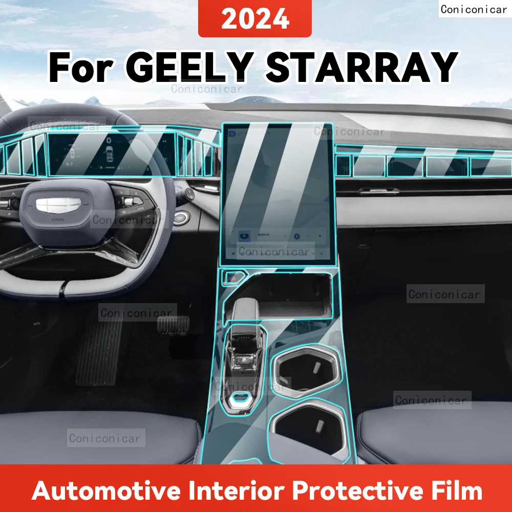 TPU For GEELY STARRAY 2024 Transparent Protective Film Car Interior Central Control Navigation Panel Accessories Sticker