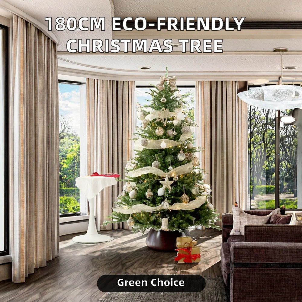 Eco-friendly 180cm artificial Christmas tree set polyethylene + PVC mixed decoration holiday base