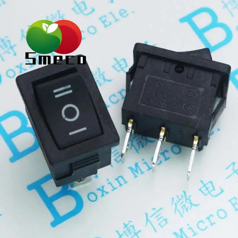 

5pcs/LOT 15*21mm 3PIN ON/OFF/ON G120 Boat Rocker Switch 6A/250V 10A/125V KCD1 Black Switches