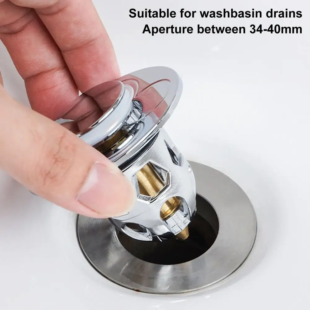 Stainless Steel Basin Pop-Up Bounce Core Basin Drain Filter Hair Catcher Sink Strainer Bathtub Stopper Pop-up Sink Drain Stopper