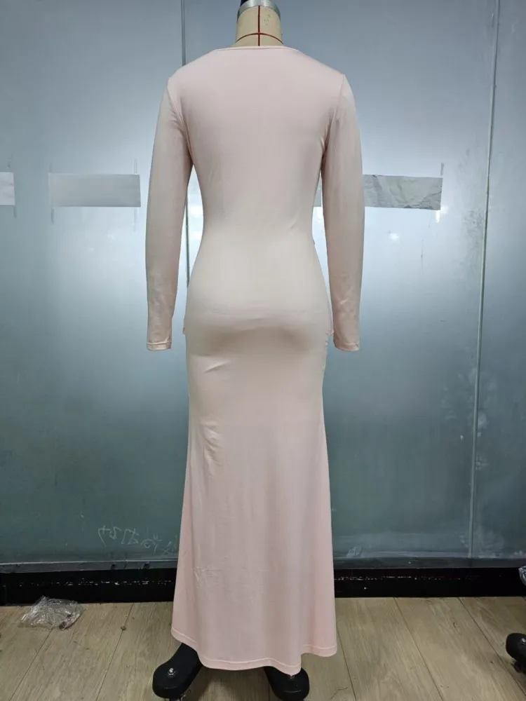 فستان ماكسي طويل أنيق بأكمام طويلة لربيع وخريف 2026 ملابس نسائية غير رسمية للحفلات والعمل المسائية فساتين ضيقة عصرية #5