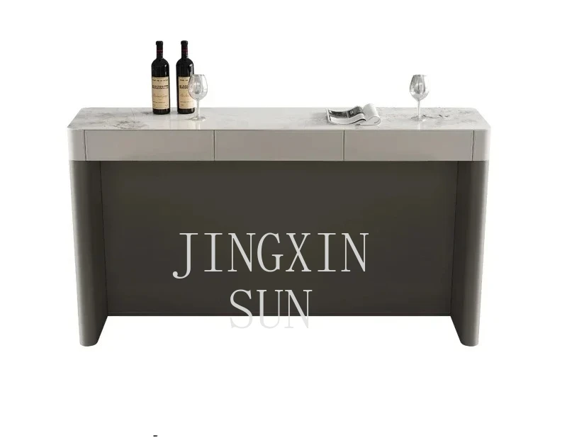 Italian rock slab bar counter Home villa Living room Solid wood bar counter Partition by sofa Multifunctional storage Customized