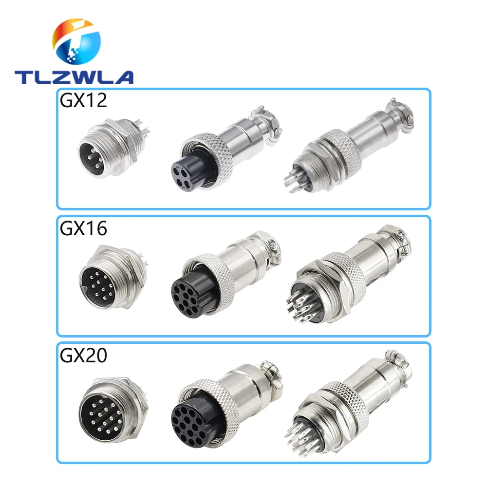 GX12 GX16 GX20 2/3/4/5/6/7/8/9/10 Pin Male Female Butting Wire Cable Circular Aviation Socket Plug Panel Connector Dropshipping