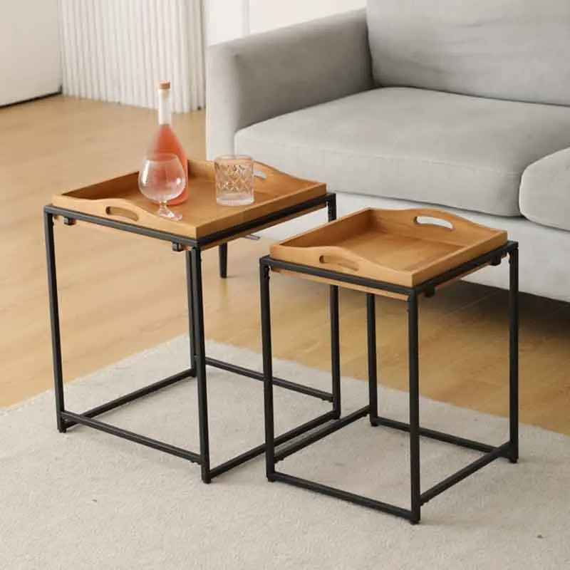 

Vintage Solid Wood Coffee Table Living Room Side Table Square Tea Table Creative Storage Desk Bedroom Bedside Table Furniture