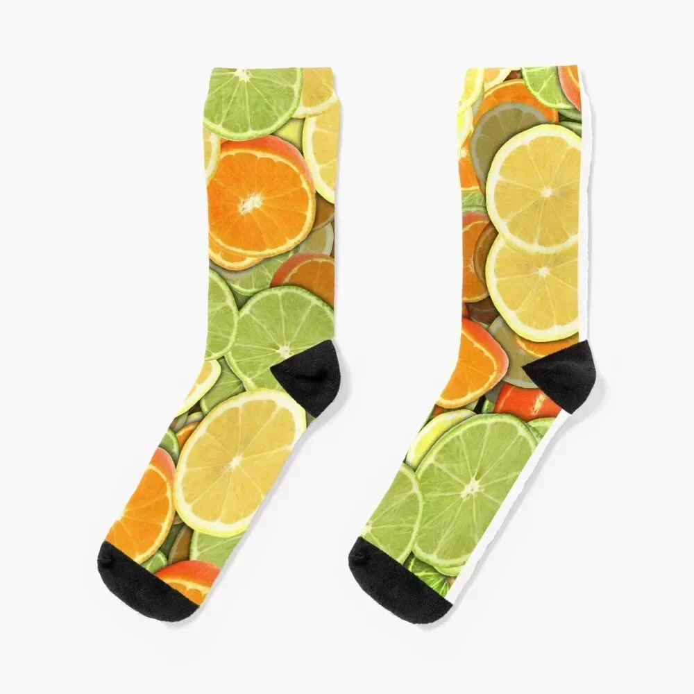 

orange, lemon and lime pattern Socks Antiskid soccer Rugby gifts sport Men Socks Women's