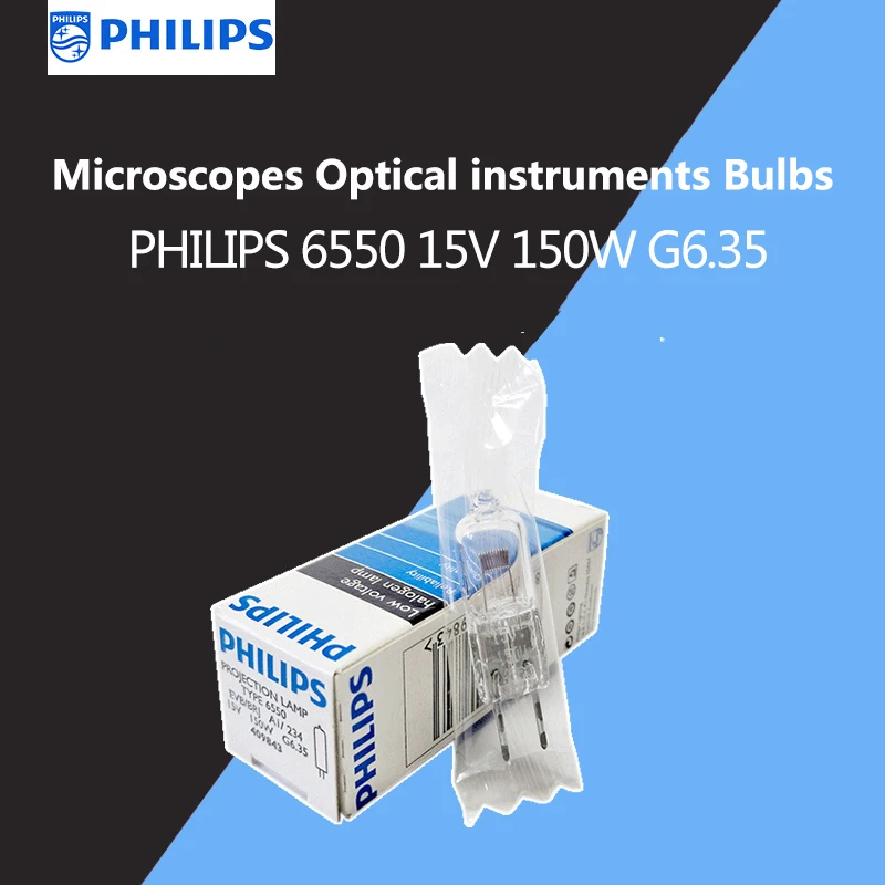 （2PCS）PHILIPS 6550 15V150W G6.35 Medical Tungsten Halide Bulb Projector Optical Instruments Halogen Beads