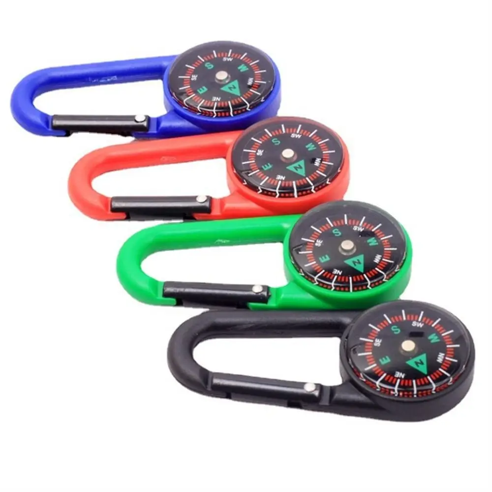 Outdoor Multifunctional Buckle Compass North Needle Plastic Quick-Hook Camping Compass Hiking Compass Mini Compass Compass