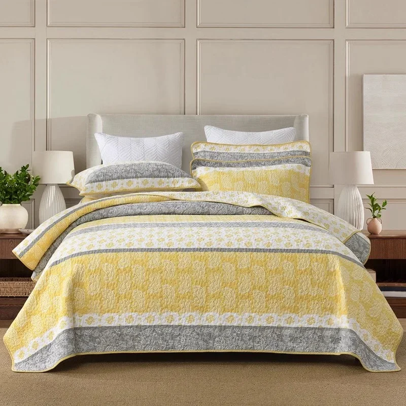 Quilting Bedspread on the Bed Cotton Quilt Set 3pcs Printed Bed Cover Linen Blanket Coverlet Padding Comforter Mattress Topper