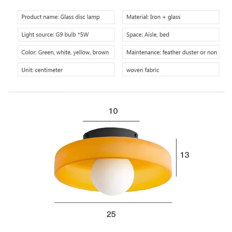 Luz de techo de cristal nórdico, lámpara G9 de un solo cabezal, lámpara de pared para entrada, pasillo, balcón, sala de estar, dormitorio