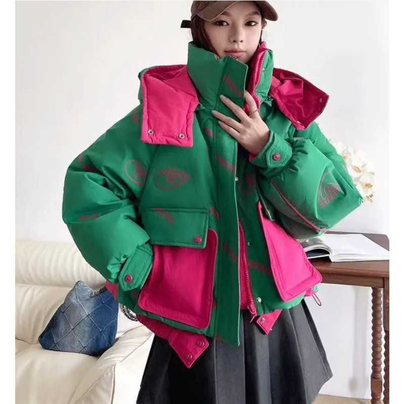 新国家標準90ホワイトダックダウン高級ダウンジャケットショートドーパミンフード付きファッショナブルでトレンディな厚手の暖かいコートアウターウェア