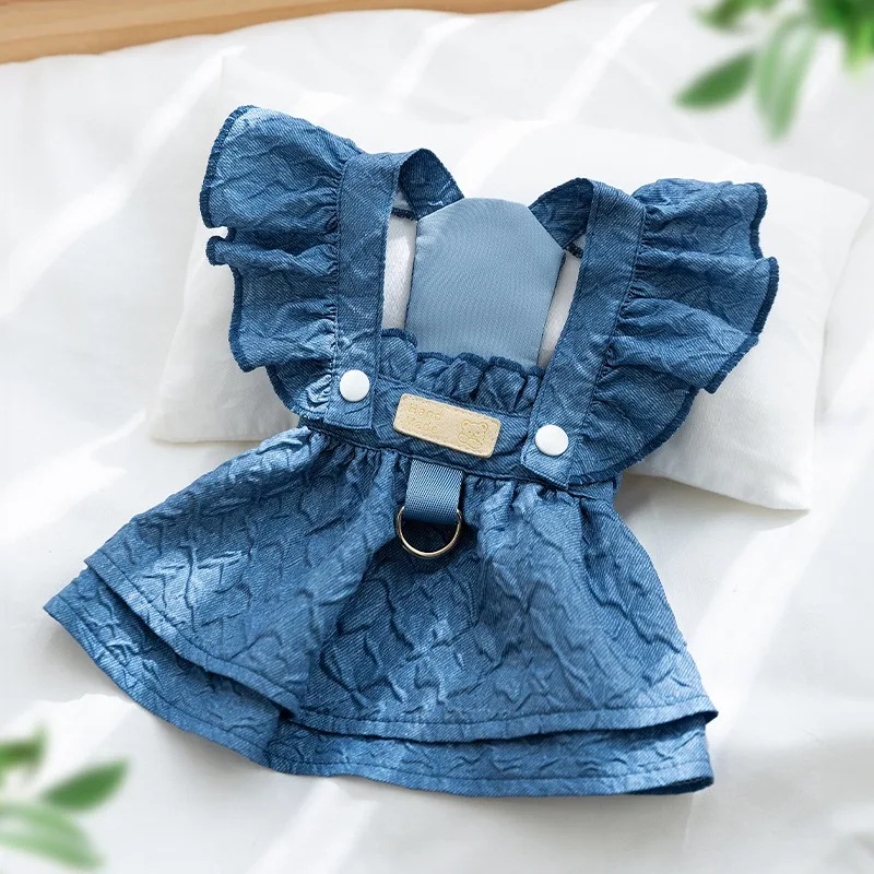 Klassieke denimkleding zomer hondenrok puppy anti-haar val dunne jurk bichon frise huisdierkleding vrouwelijke hond prinses rok