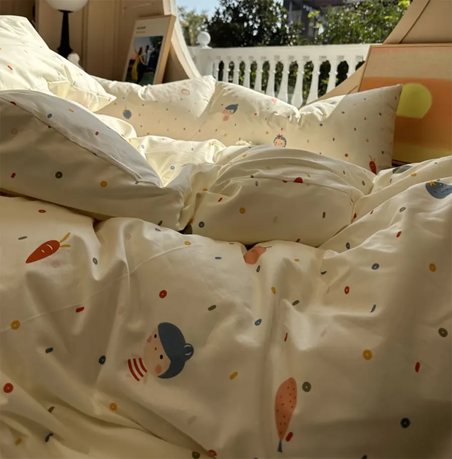 

Fashion cartoon polka dot bedding set teen,twin full queen lovely colorful cotton home textile bed sheet pillow case quilt cover