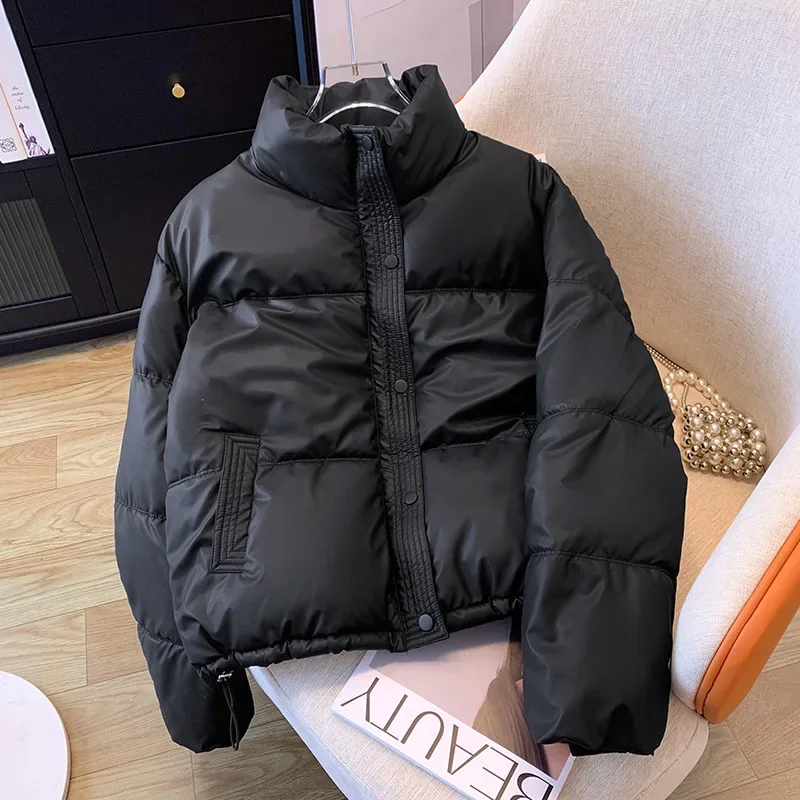 2025年冬新作 レディース 中綿ジャケット ホワイト コットンジャケット ハイネック 暖かい パンジャケット ショート丈 カジュアル パーカー トップス