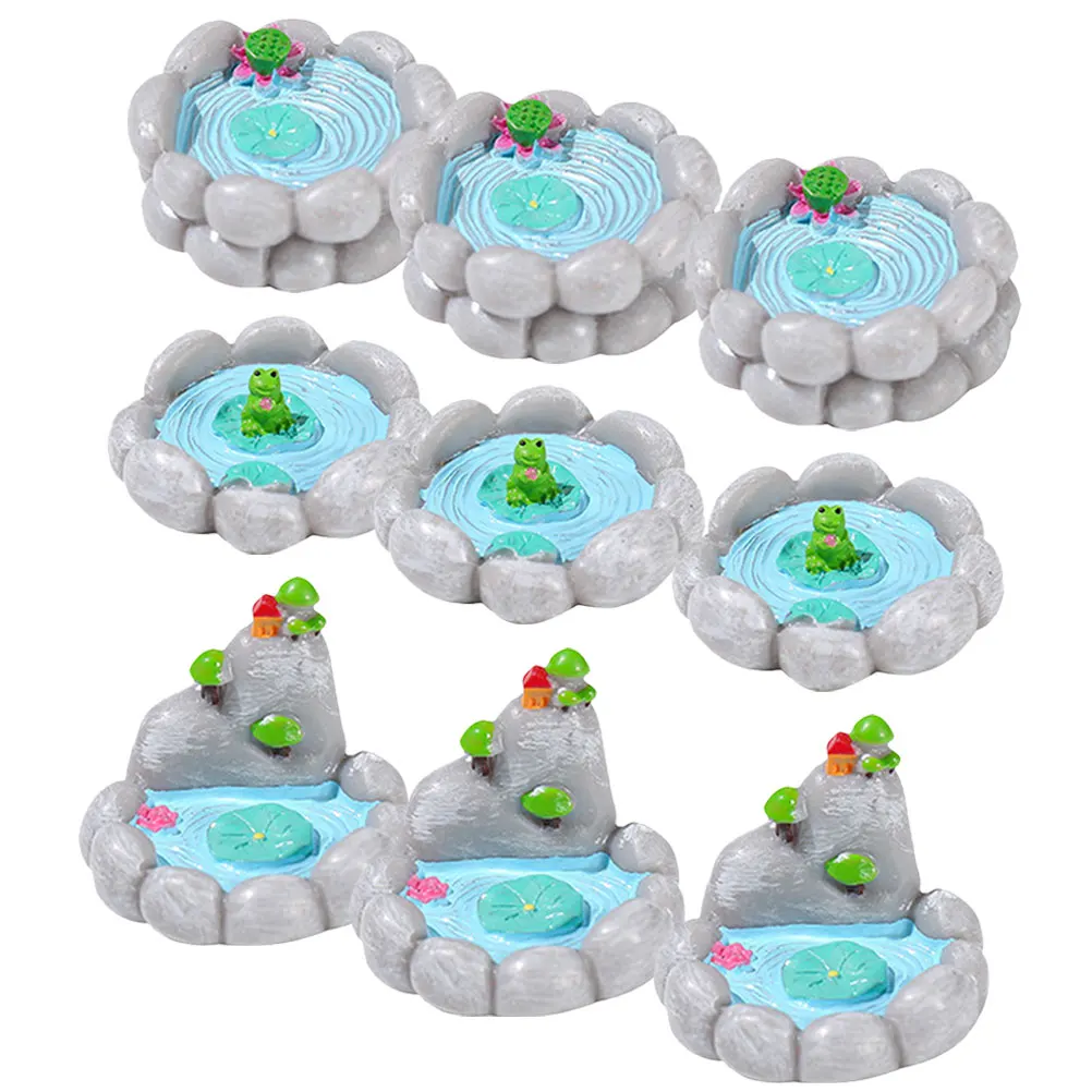 

9pcs Mini Garden Pond Decoration Resin Figurines Diverse Colors Realistic Details Landscape Ornaments Outdoor