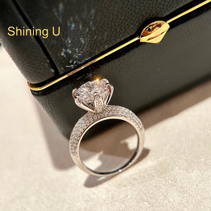 

Shining U S925 Silver 1CT Round Gems Ring for Women Fine Jewelry Engagement