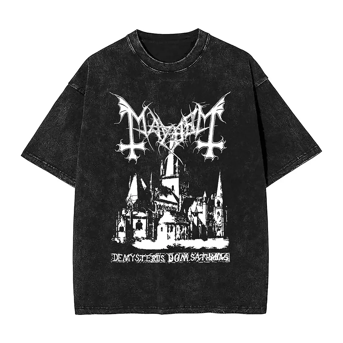 Mayhem Death Metal T Shirt Hip Hop Washed Short Sleeve Harajuku T-Shirts Music Band Retro Men Women Tops Streetwear Graphic Tees