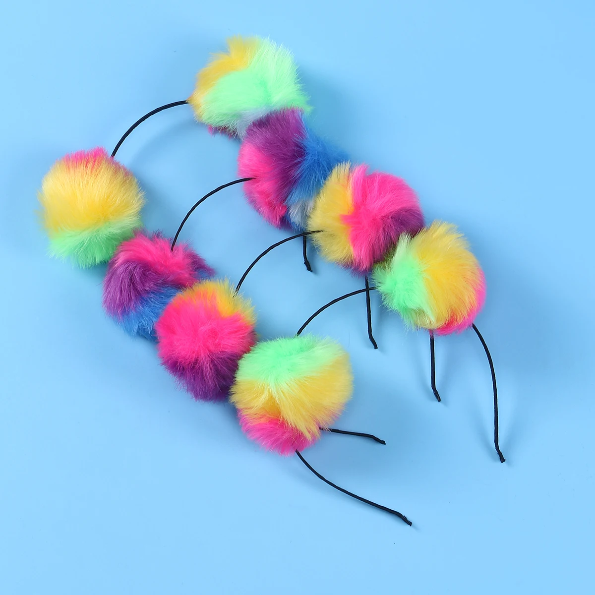 

4 Pcs Fuzzy Ball Headb Hair Colorful Hair Hoop Clasp Colorful Headb s Balls Kids Girls Costume Party Accessories