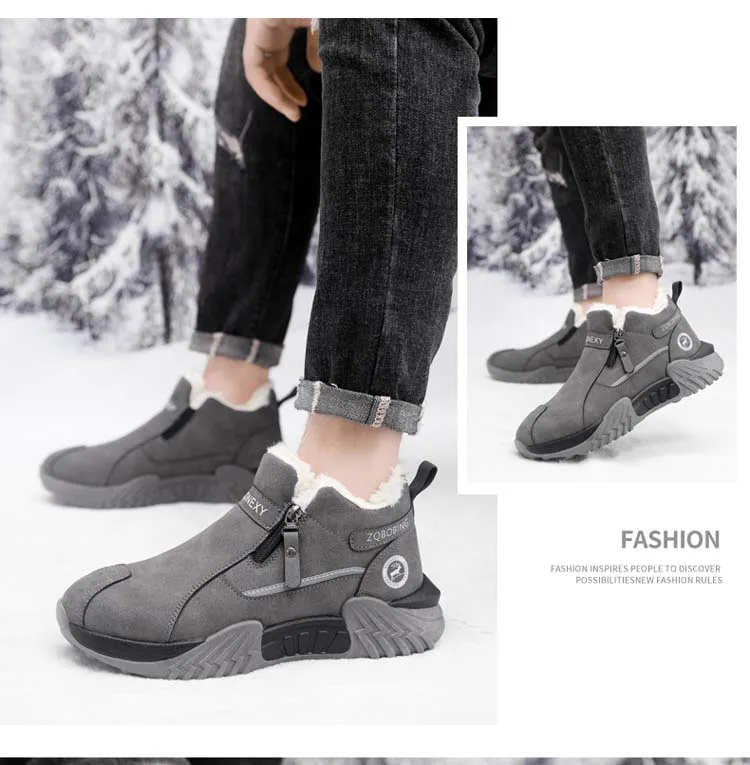 Herren Fleece-gefütterte Warme Freizeitschuhe, Herrenstiefel Winter-Schneestiefel, Fleece-gefüttert, Rutschfest und Langlebig, Isoliert mit Baumwolle – Detail 3