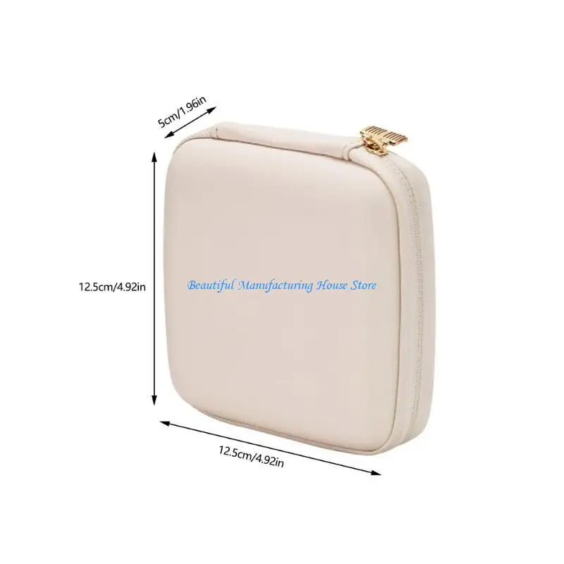 E56A حافظة مجوهرات جلدية أنيقة قابلة للحمل، صندوق عرض للأقراط مع شكل مربع لخواتم القلادة والسوار