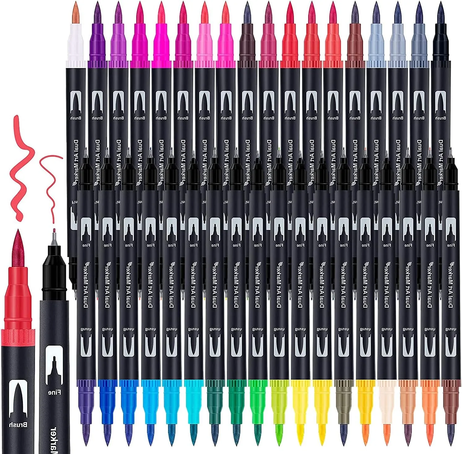 Canetas Marcadoras Dual Brush Art Marcadores para Colorir para Pintura Ponta Pincel e Fina 12 Cores 24 Cores 36 Cores 48 Cores 132 Cores