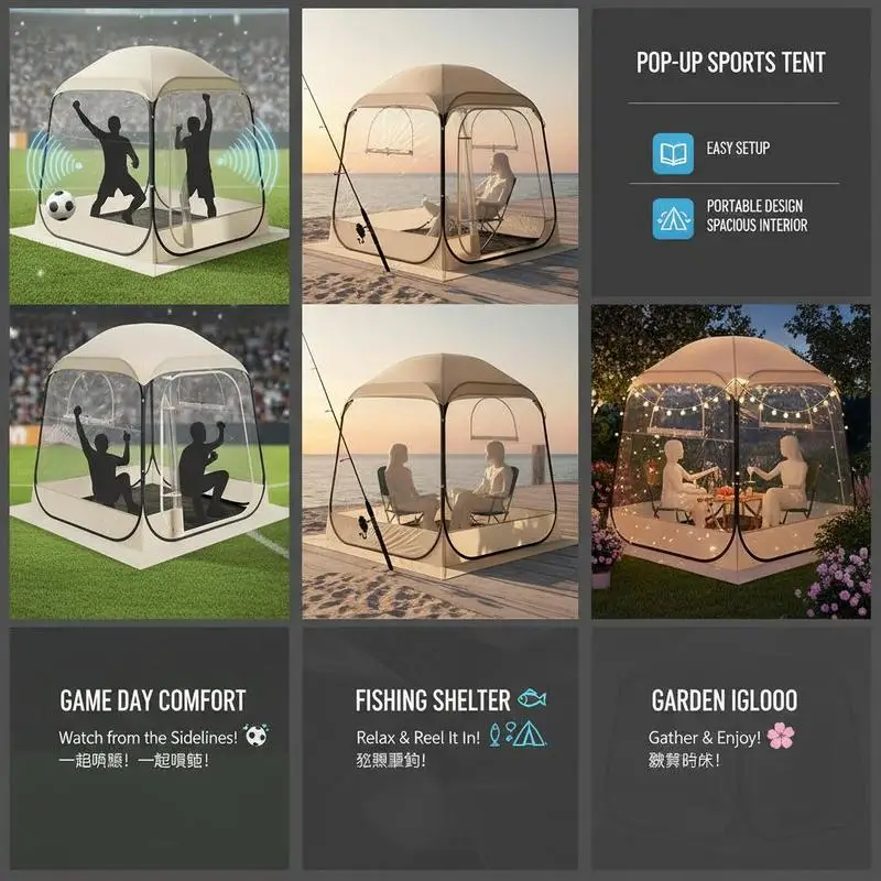 Carpa transparente, 160x160x182 cm, carpa desplegable para 2-4 personas, carpa deportiva con tapete para el suelo y cubierta superior, carpa burbuja para exteriores, refugio para acampar para eventos, pesca, celebraciones