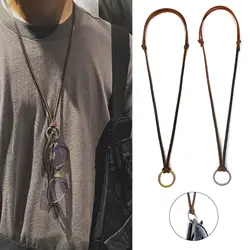 Vintage Adjustable Genuine Leather Cowhide Necklace Sunglasses Hanging Rope Glasses Rope for Sunglasses Men Women
