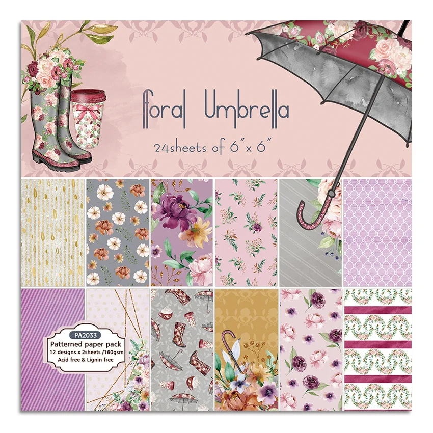 24 folhas de guarda-chuva floral artesanato almofadas de papel corte dados arte fundo origami scrapbooking cartão fazendo