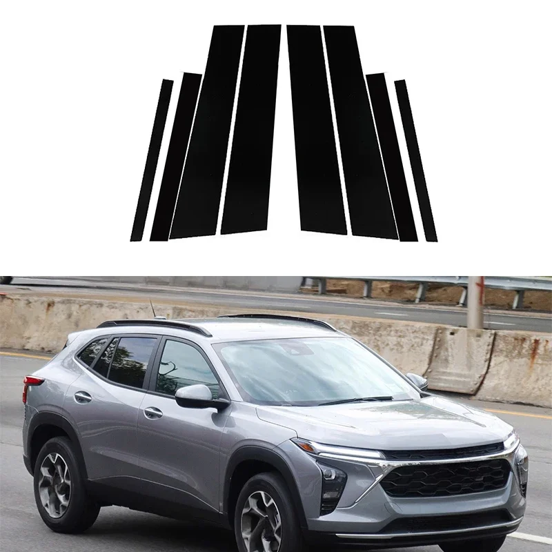 8Pcs Car Stickers For Chevrolet Trax 2024 Glossy Black Pillar Posts Decal Window Trim Cover BC Column Panel Stickers Accessories