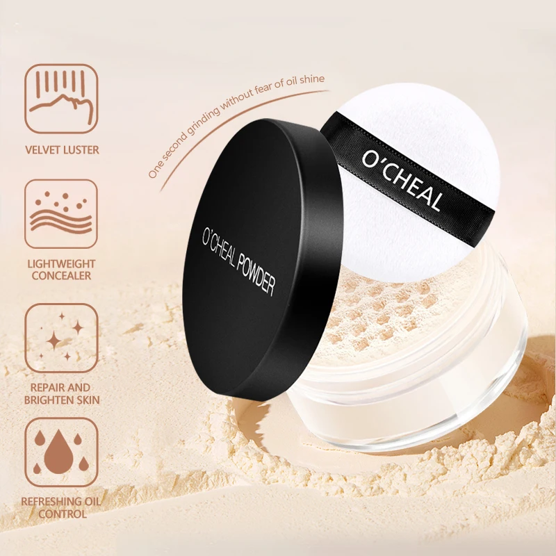 Whitening Girl Face Powder with Oil Control Loose Powder for Makeup Powder Color Waterproof Facial Powder Make Up Accessories