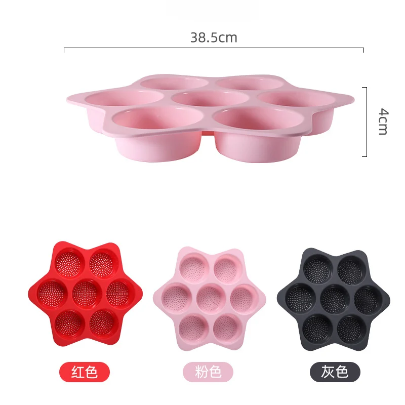 Silicone Hamburger Baking Tray Breathable Hollow Mold with 7 Continuous Openings Silicone Baking Mold