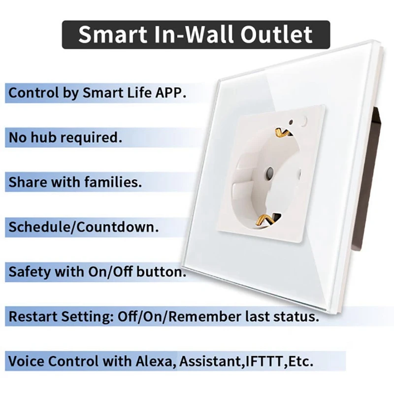 Electrical Plug Socket Wall Power Outlet Panel 16A European Round Hole Power Outlet Power Smart Socket EU Plug