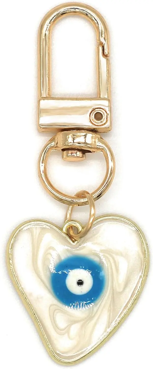 Evil Eye Keychains Sweat-heart Keychains Protection Charm for Women Men Car Key Ring Bag Purse Accessories