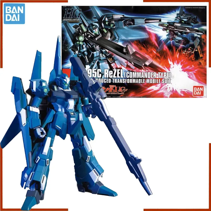 Bandai Original Gundam HGUC 1/144 UNICORN RGZ-95C ReZEL Commander Type Anime Action Figure Assembly Model kit Toys for Boys Gift