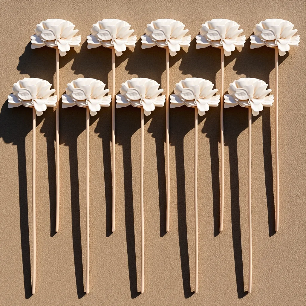 Image 7: Lot de 10 bâtonnets diffuseurs d'arômes décoratifs faits à la main avec fleurs, diffuseurs à roseaux pour bouteilles d'huile, ensemble élégant de désodorisants d'intérieur