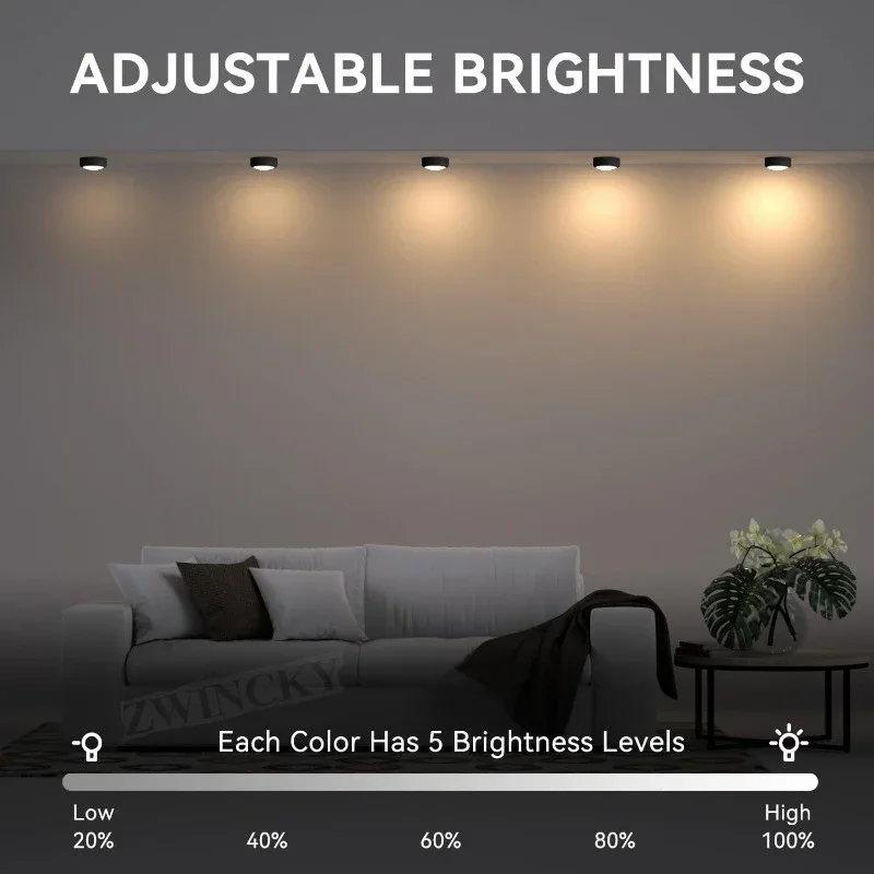 Remote Control Cabinet Lights Battery Powered Night Light Dimmable Warm/White Light Kitchen Lights Closet Aisle Stairs Lighting