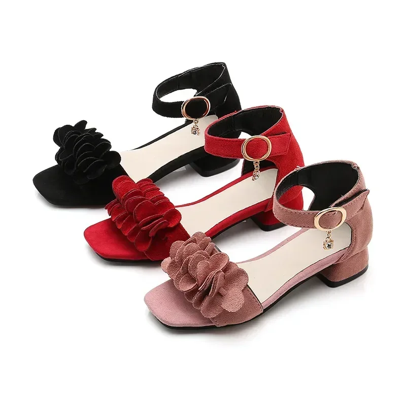 

Children's Sandals Girls' Shoes Summer New High Heels Korean Version Princess Beach Shoes for Older Kids Black Performance Shoes