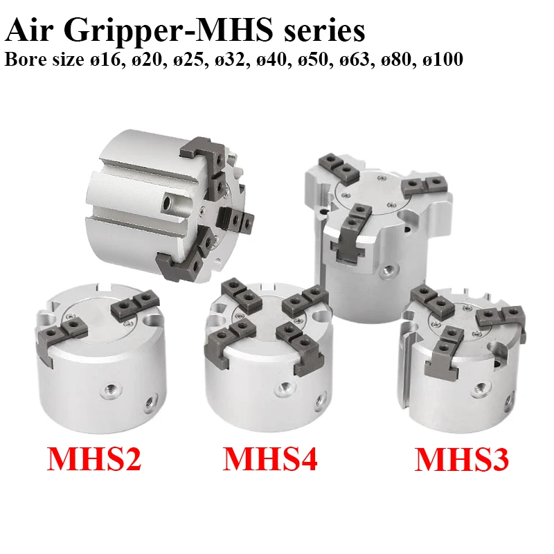 MHS2 MHS3 MHS4 16D 20D 25D 32D 40D 63D 80D 100D Parallel Type MHS Two Three Four-Jaw Finger Pneumatic Air Gripper Cylinder