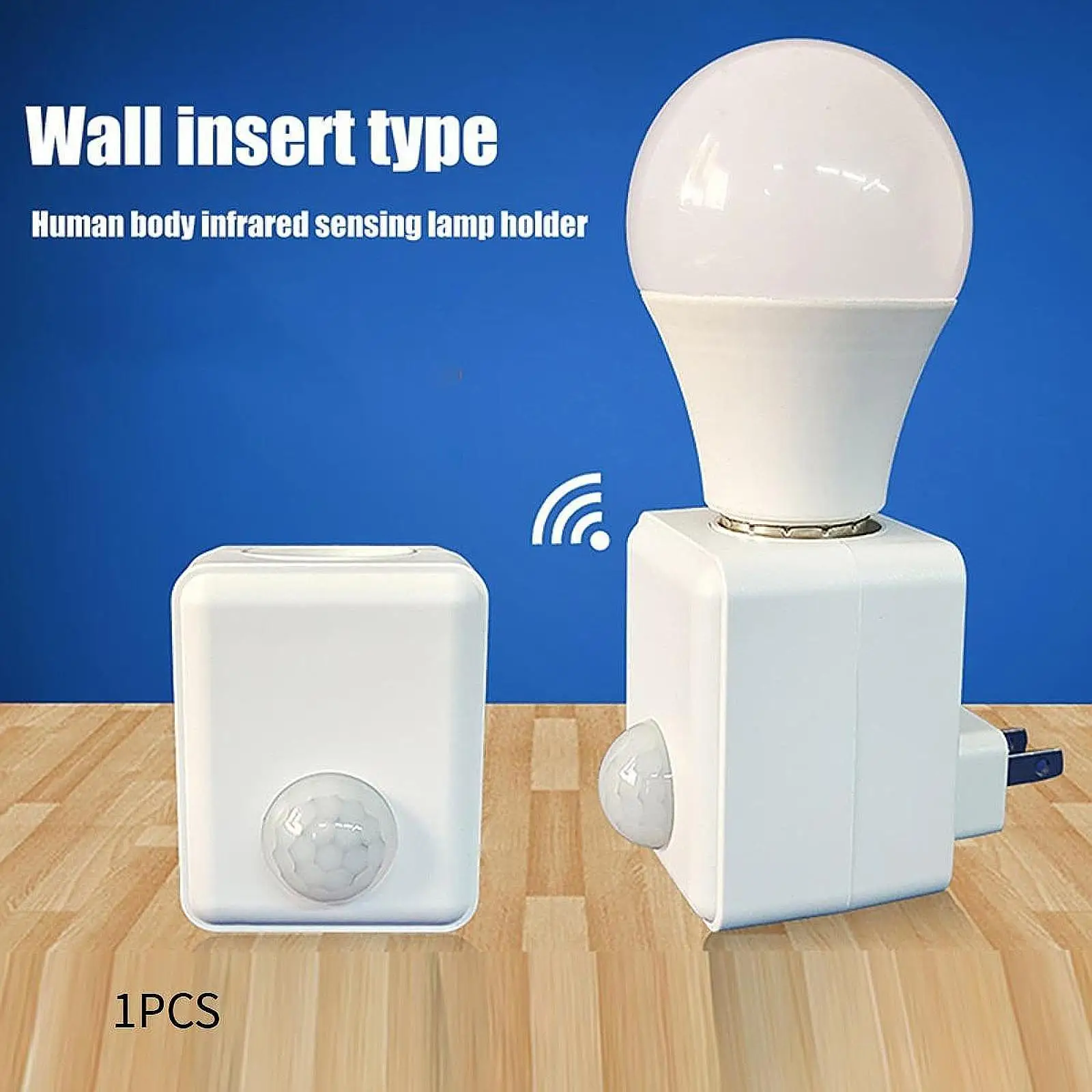 PIR Motion Sensor Lamp Socket E27 Plug in Light Holder Automatic Bulb Base Wide Angle Detection for Storage Room Kitchen
