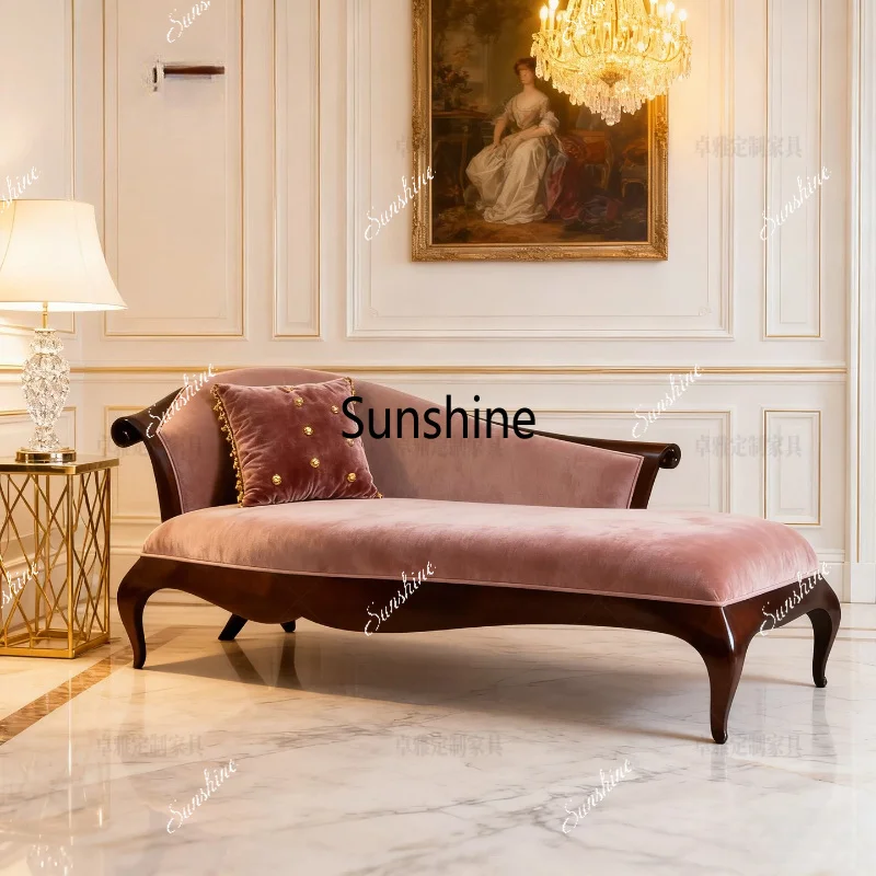 French retro solid wood living room concubine beauty couch reclining chair sofa creativity