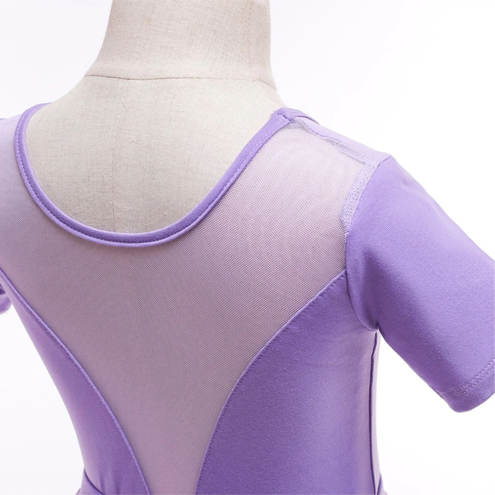 

Girls Ballet Training Dress One-Piece Short Sleeve Leotard Costume Spring Summer Size 110 Soft Elastic Breathable