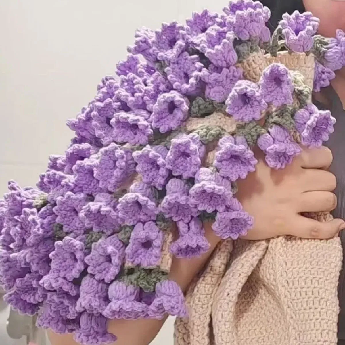 ﻿ DIY Rose Bouquet Blankets Hand-woven DIY Material Packages Lily Of The Valley Bouquet Blanket Crochet Flower Blankets