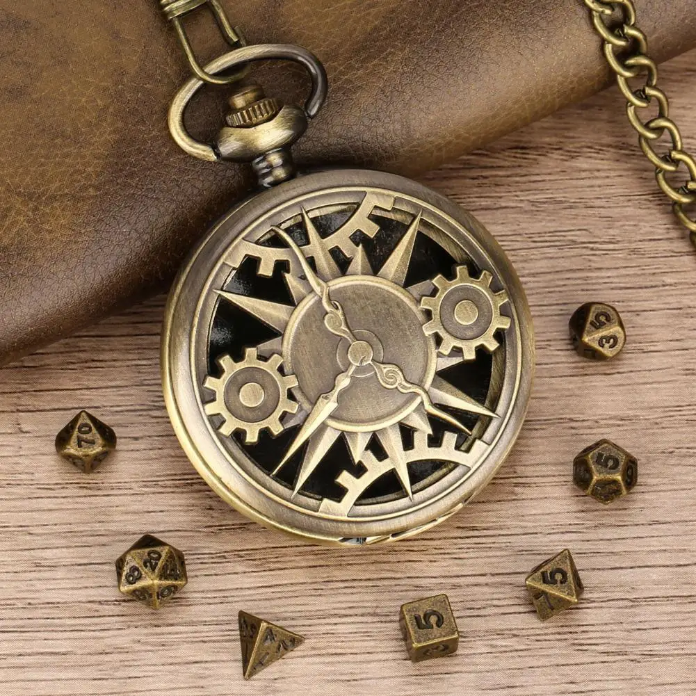 Bronze Steampunk Gear Pocket Watch Dice Set Mini DND Dice Set Tiny Polyhedral Metal Dice Set Role Playing Board Games Supplies