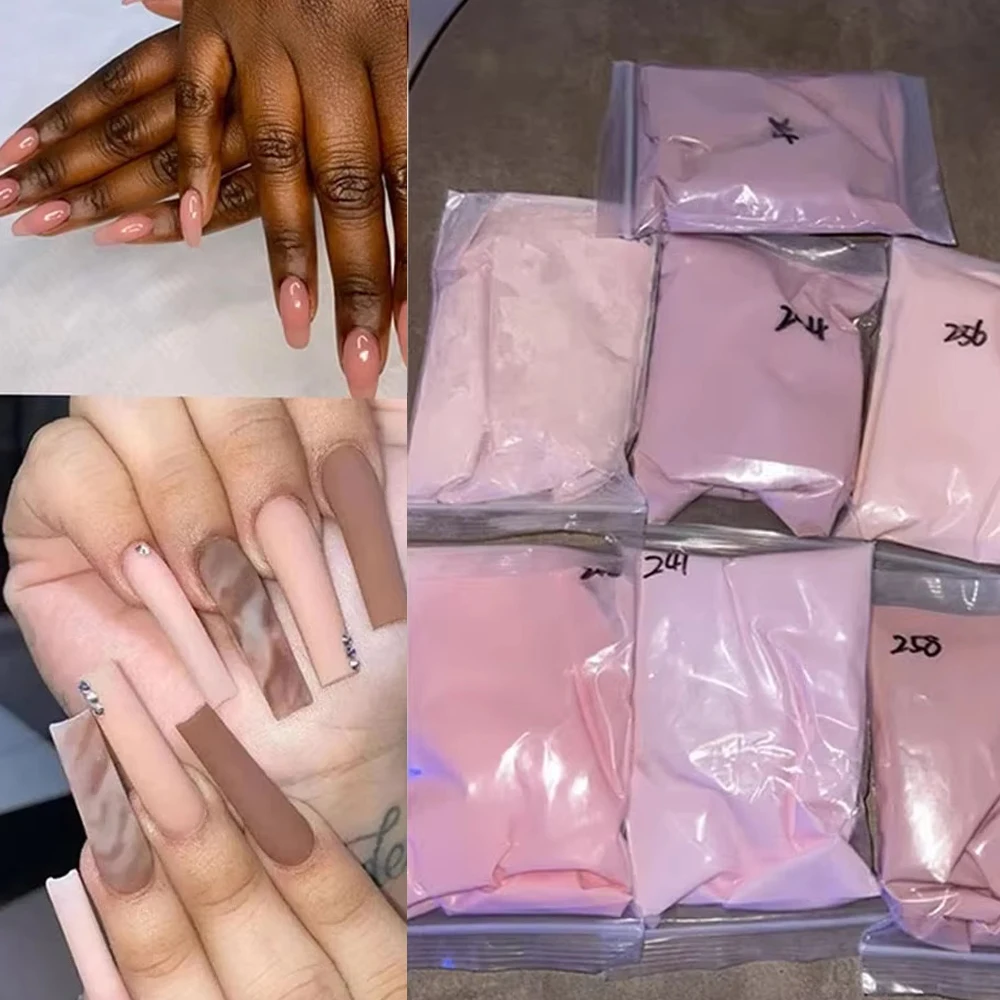 50 g Nude Nail Art Acrylpulver, 3-in-1 Nude Color Crystal Pink Brown Extension/Dipping/Gravur Nagelpulver, mit Poly-Nagelgele