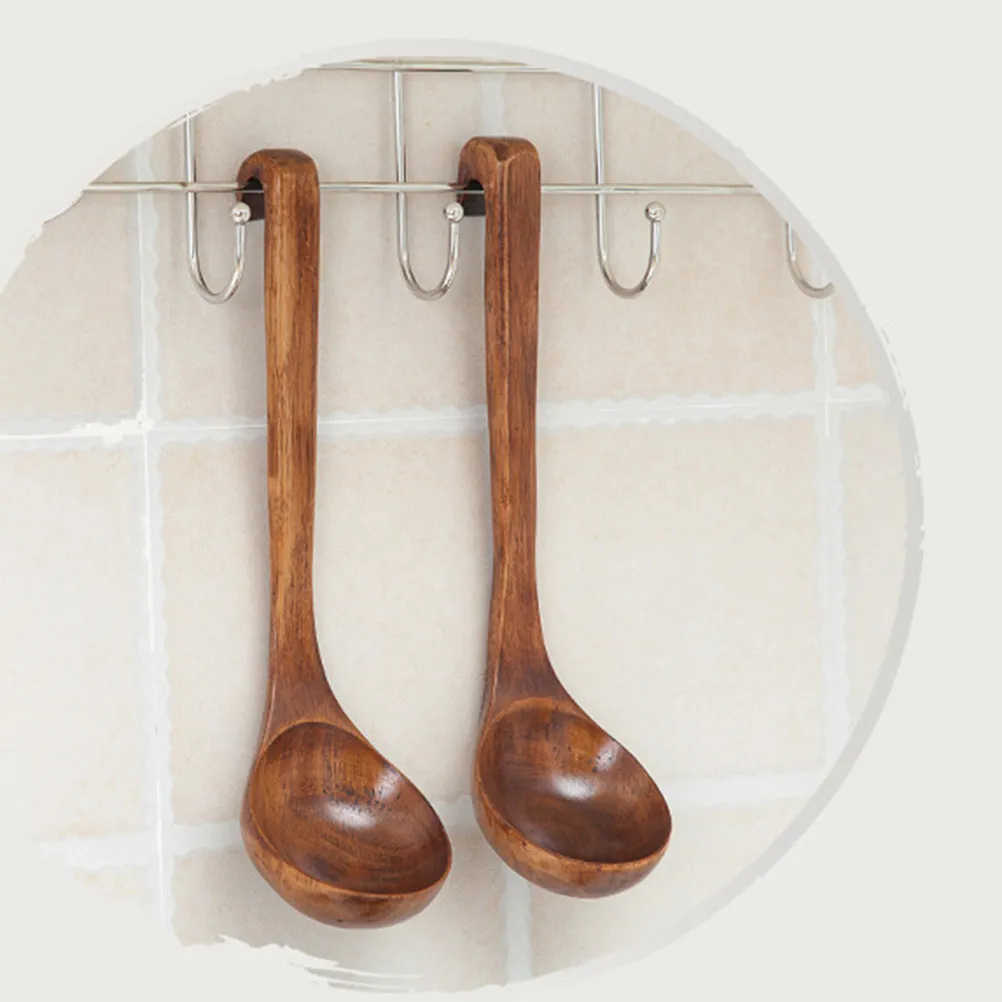 Solid Wood Soup Spoon for Kitchen Home Restaurant Hotel Use Natural Elegant Design Comfortable Heat Resistant Handle 28x7.5cm